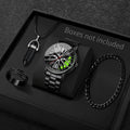 4PCS Fully automatic non mechanical watch men's car wheel hub quartz watch Korean version trendy student watch Qme B Green Without Box