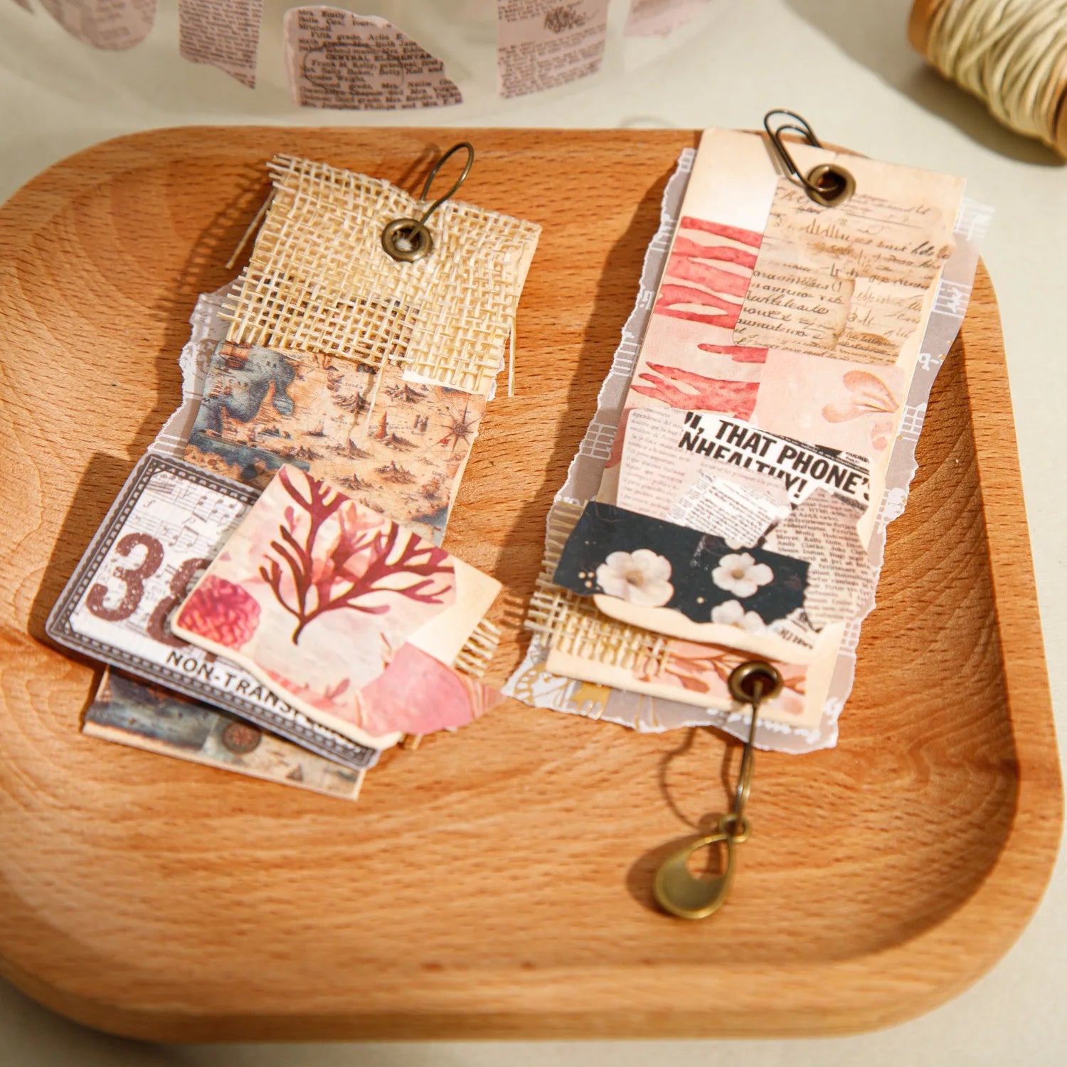 1 Roll Vintage Handmade Theme Ready-to-Use Washi Tape for DIY Journal Scrapbooking Phone Case Notebook Decoration Qme