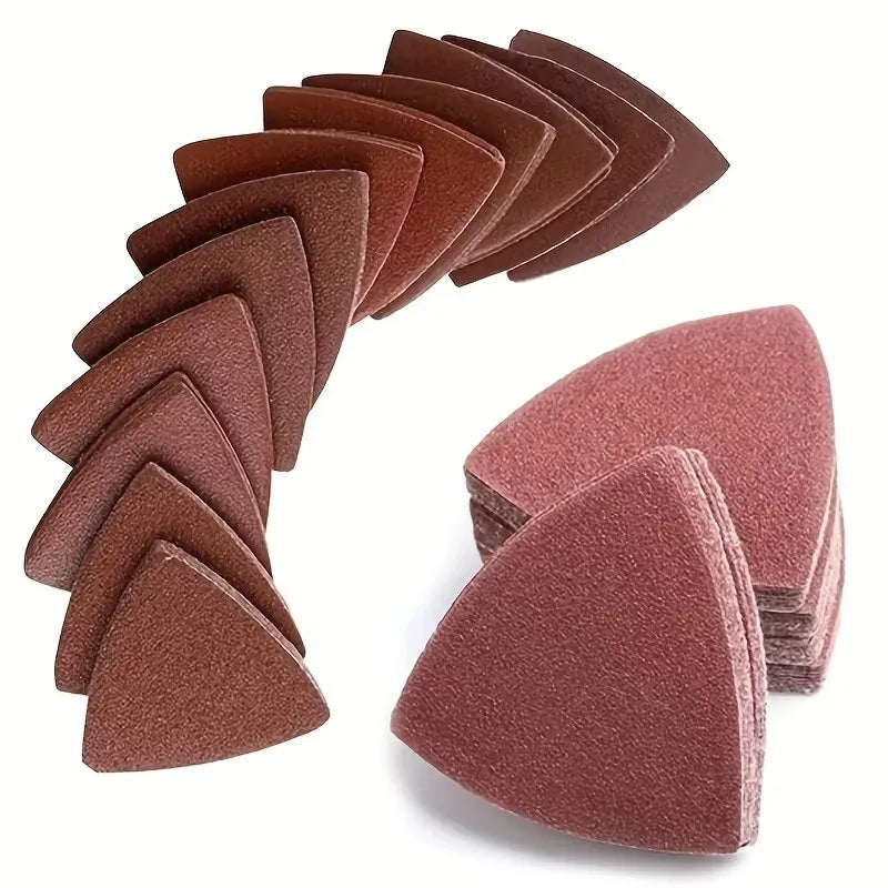 30Pcs sanded paper 90mm triangular hook and loop sandpaper triangular bonding oscillation multi-tool sanding pad multi-grit Qme