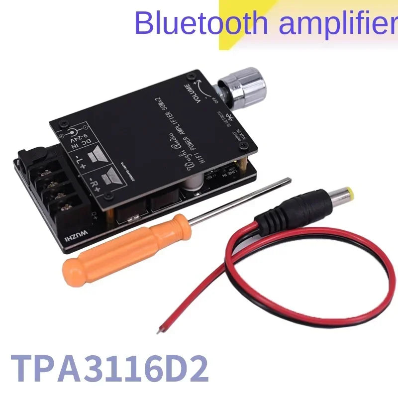 2x50W TPA3116 AUX+ Bluetooth 5.0 HIFI High Power Digital Amplifier Stereo Board AMP Amplificador Home Theater-with Shell Qme
