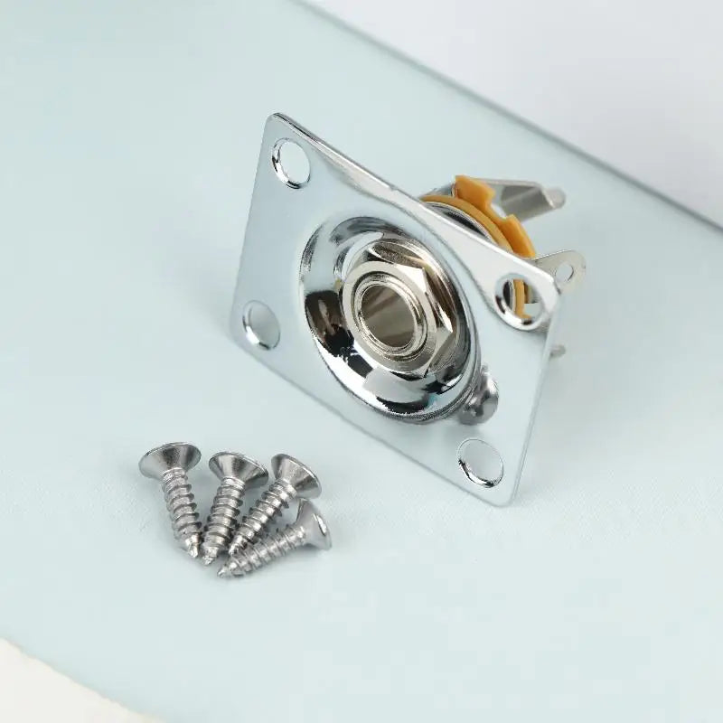 Metal Compact Guitar Jack Socket Plate Electric Output Square Shape Qme Silver