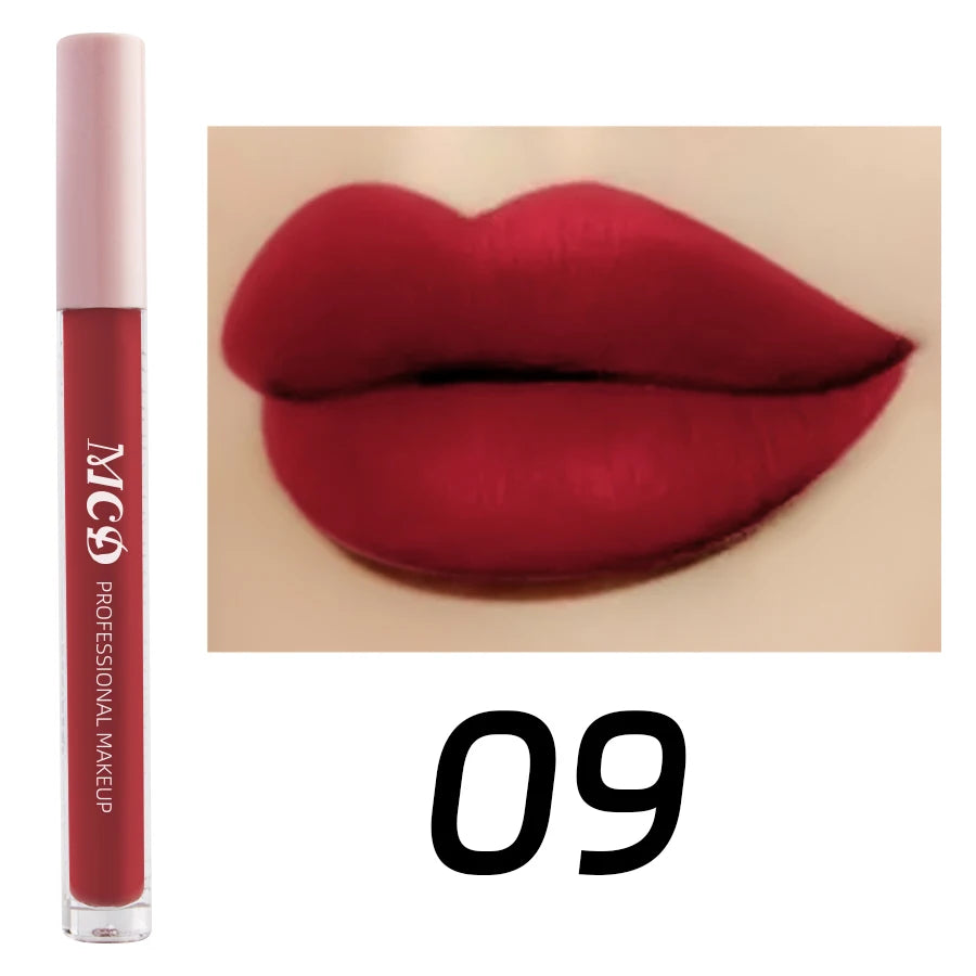Dark Brown Matte Velvet Lip Gloss Waterproof Liquid Lipstick Nude Qme 09