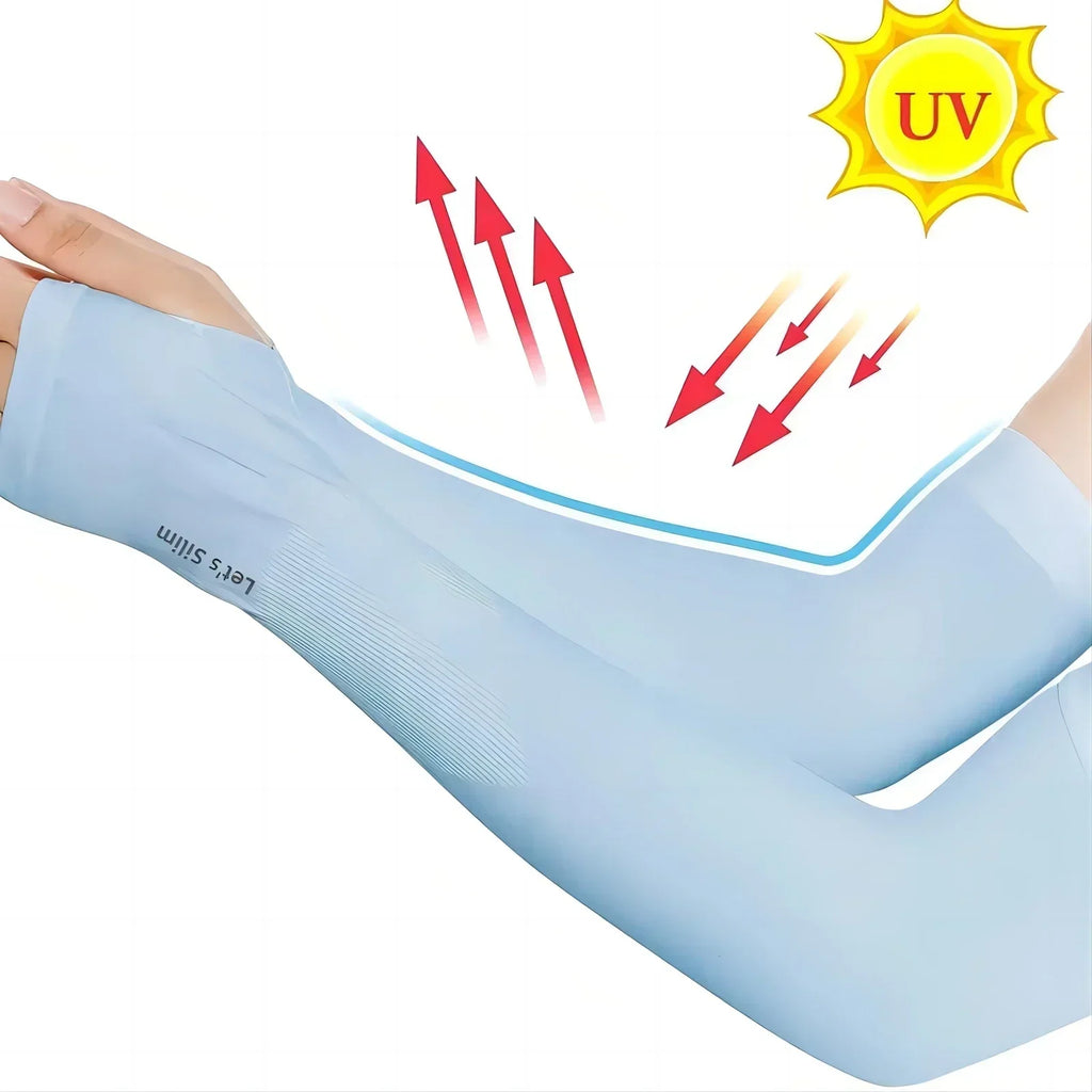 1 Pair Ice Silk Sun Protection Arm Covers Unisex Elbow Cover Outdoor Cycling Running Fishing Driving Cool Anti-UV Arm Sleeves Qme