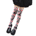 Fashionable Poker Pattern Thigh Stockings Ladies Sexy Love Plaid Qme style8 One Size
