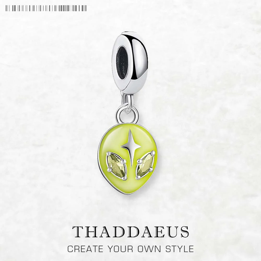 Alien Head Dangle Charm Pendant Europe Style Fine Jewelry Women Men Trendy Gift In 925 Sterling Silver Qme Ring Clasp 2