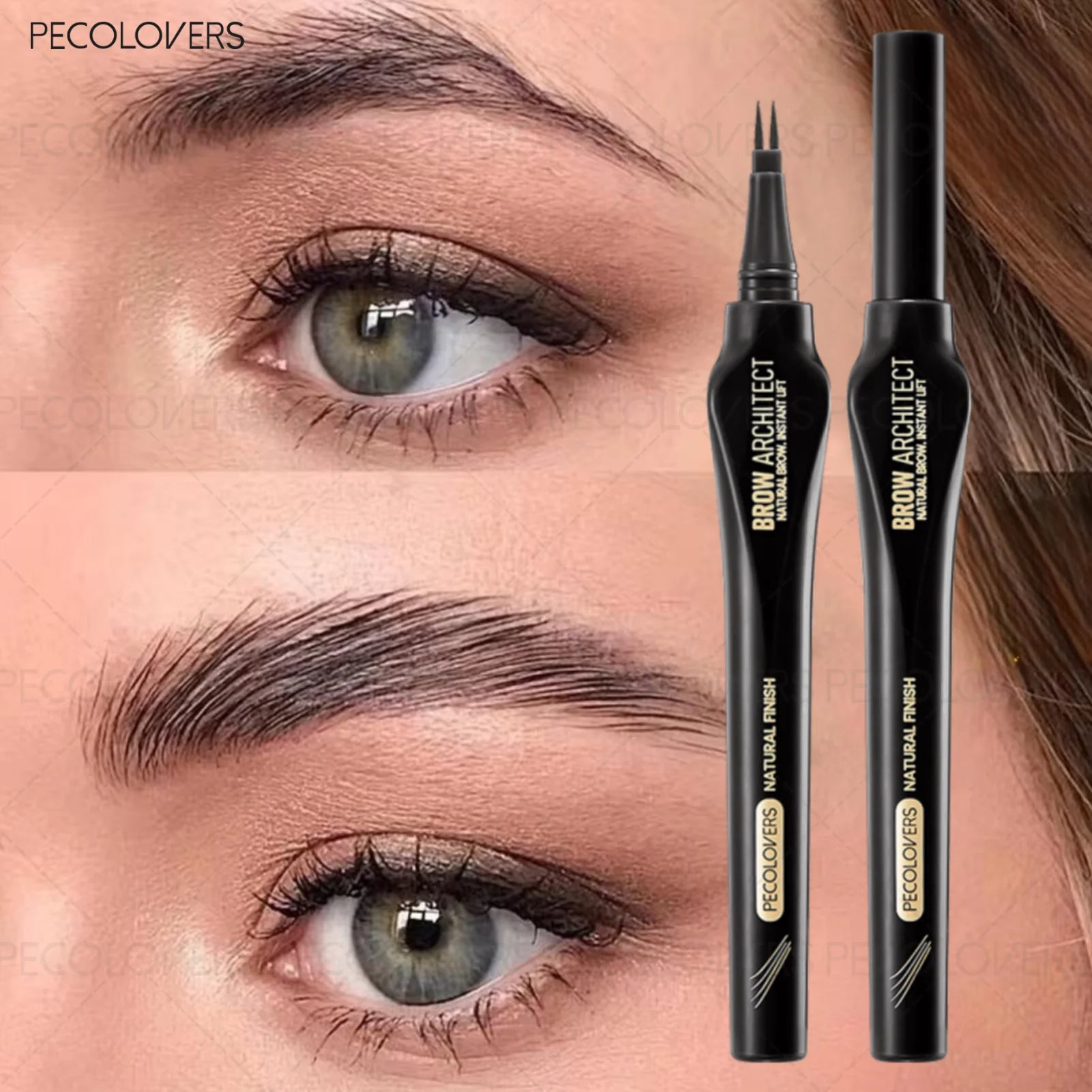 Waterproof Dual-prong Eyebrow Pen Two-prong Tip Created Natural 3D Qme