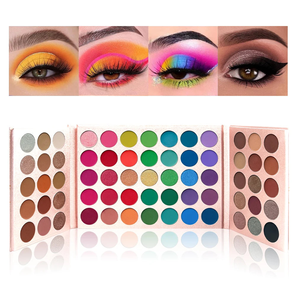 65 Colors Eyeshadow Palette Rose Gold Shades Highly Pigmented Matte Qme