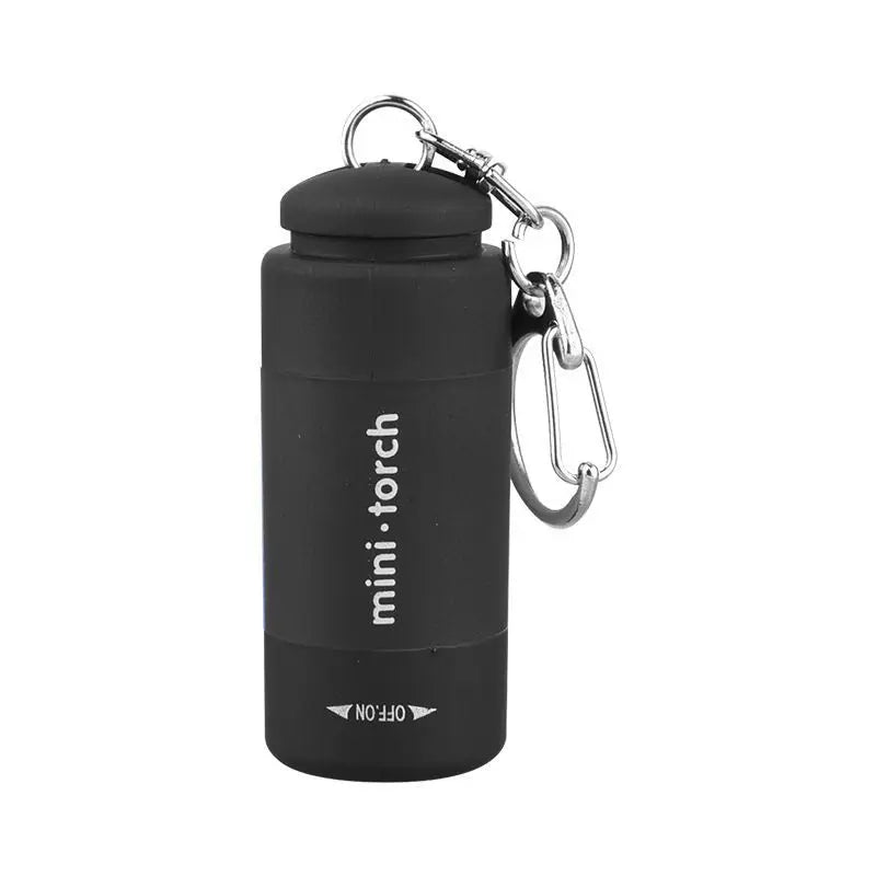 LED Micro Pocket Flashlight Portable USB Rechargeable Keychain Qme Black