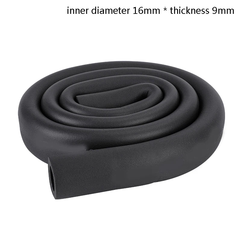 1.8M Sponge Rubber Pipe Black Waterproof Pipeline Holder Thermal Insulation Tubular Protective Sleeve For Air Conditioning Qme ID16MMxthickness9MM