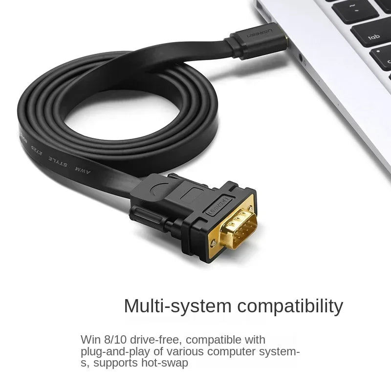 Flat Cable Converter for RS232 Com Serial, USB, WIN10, WIN8, MAC, SERVER2008, INDUSTRY Qme