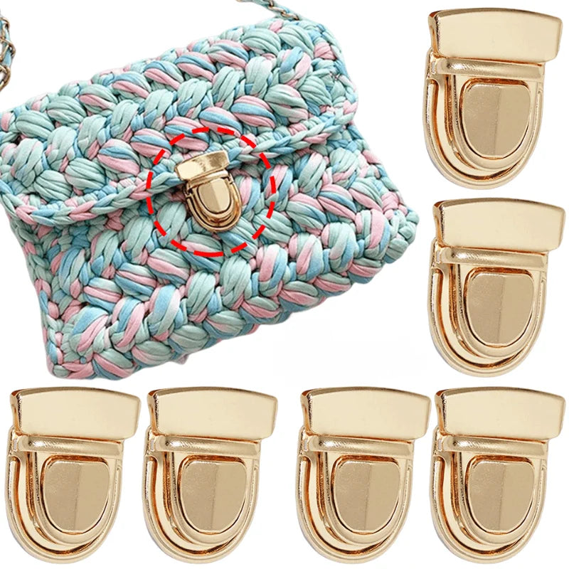 Metal Turn Lock Clasp, Gold Purse Locks for DIY Handbag, Bag Hardware Accessories, Metal Lock for Handbag Qme