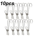 10pcs long tail metal hanging clothes clip with hook, suitable for outdoor, kitchen and office clothing hanging Qme 10pcs