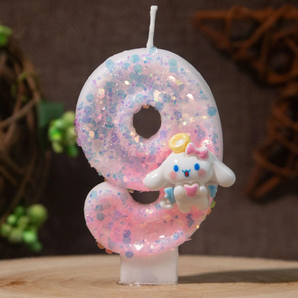 Cinnamon Dog 0-9 Numbered Birthday Candles Pink Cartoon Cake Topper Decorations Student Birthday Party Supplies Qme 9