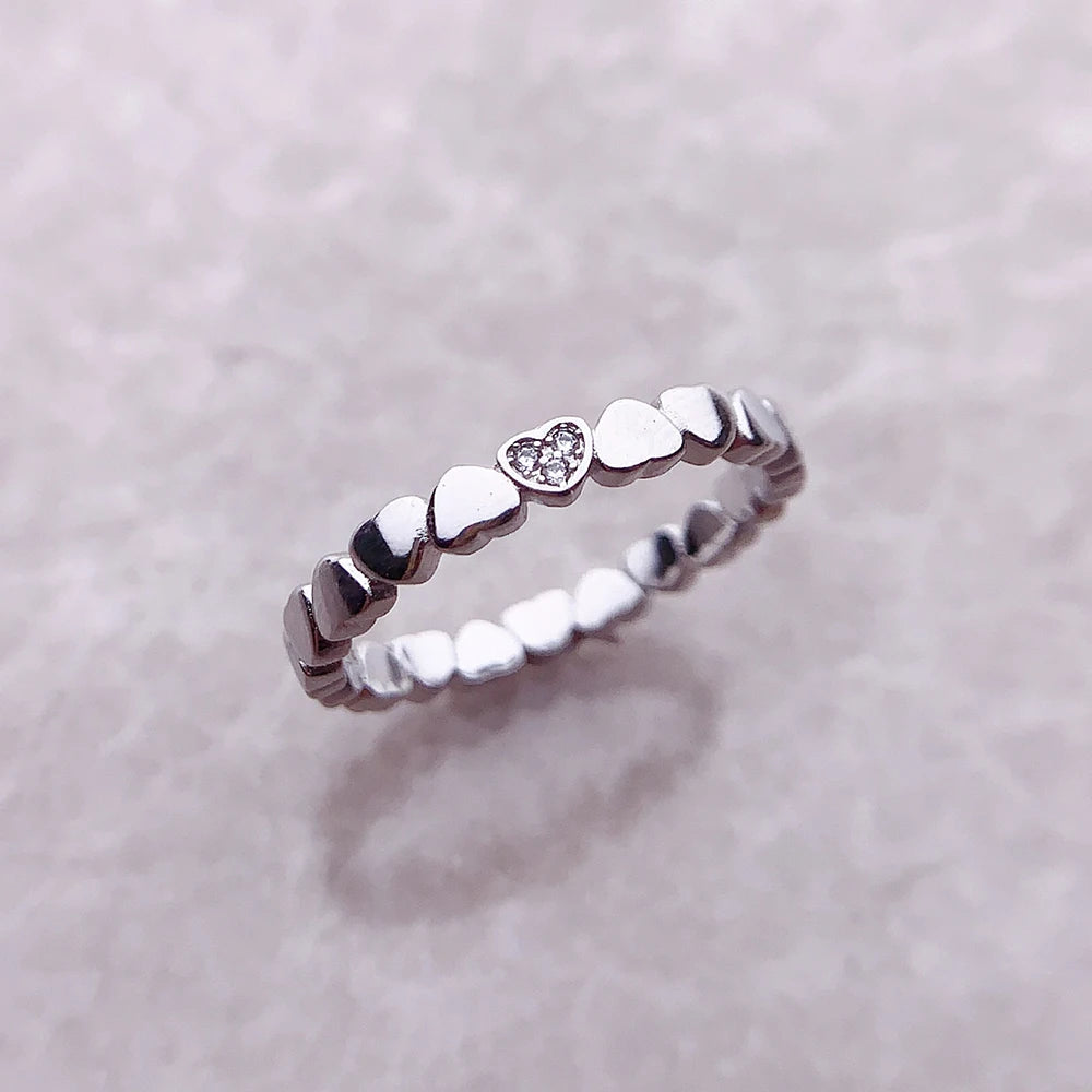 Ring Love Hearts Europe Style Romantic Fine Jewelry For Women Brand New Pure 925 Sterling Silver Gift Qme