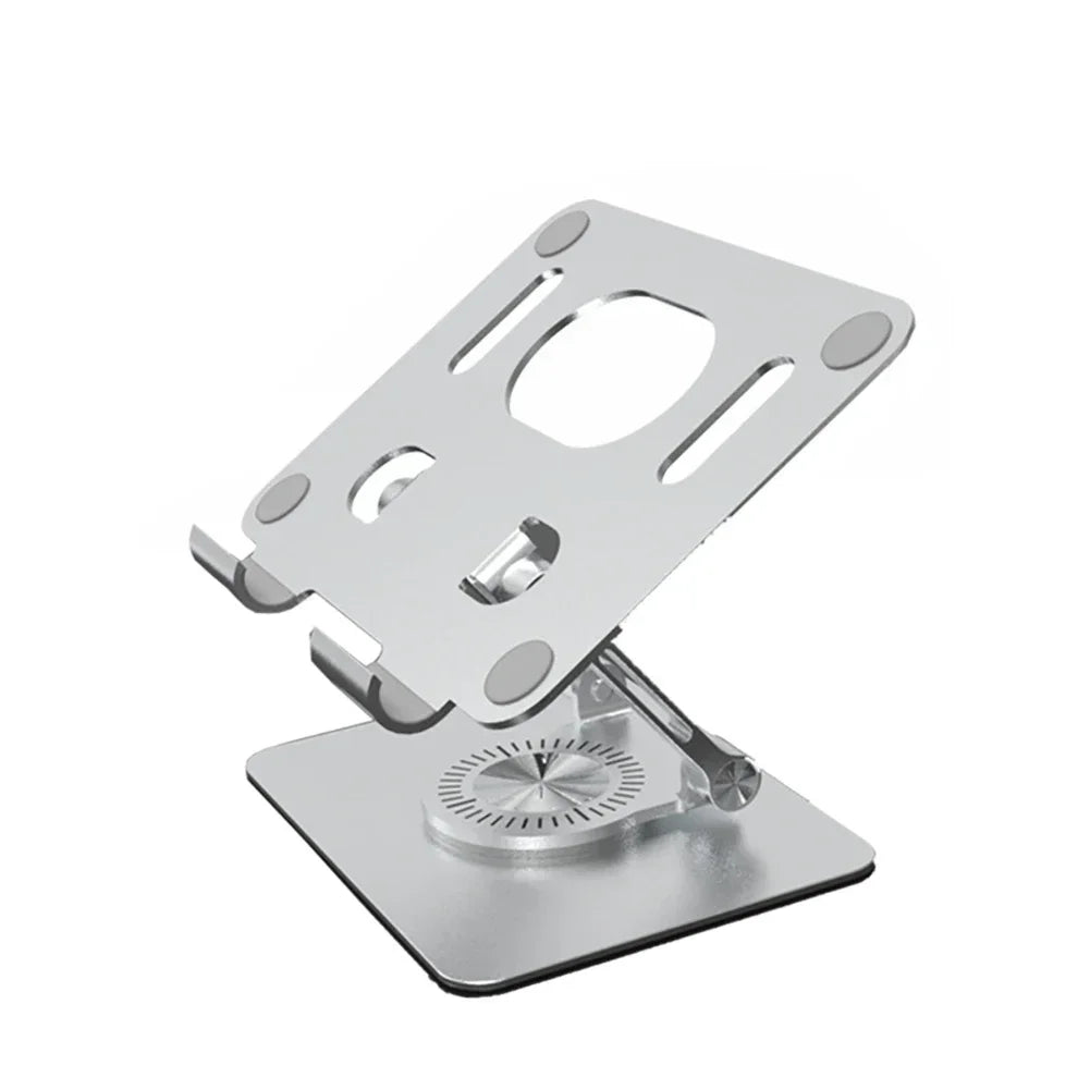 Aluminum Tablet Stand Desk Riser 360° Rotation Multi-Angle Height Adjustable Foldable Holder Dock for Xiaomi iPad Tablet Qme Silver A