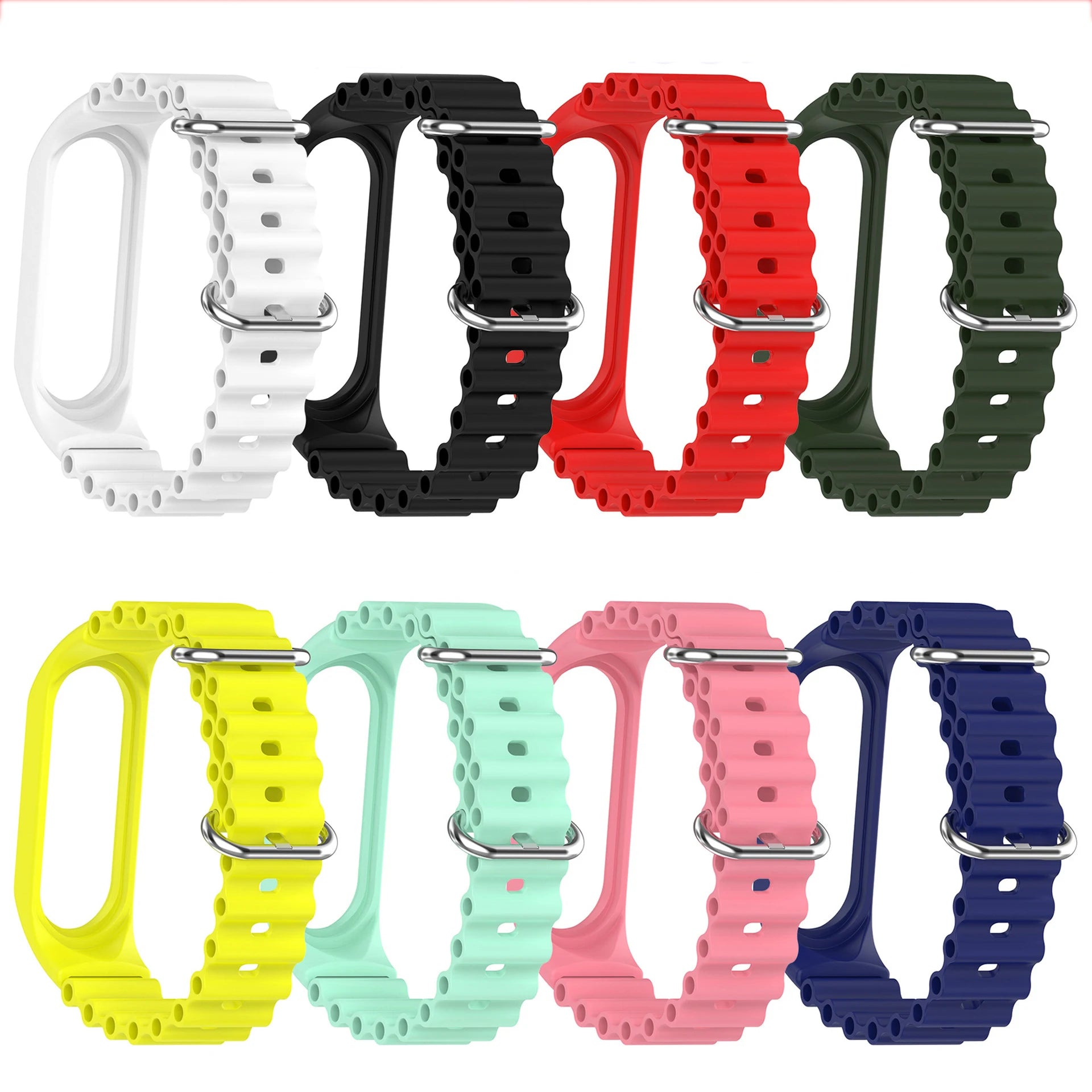 Flexible Ocean Silicone Watch Band Sweatproof Colorful Sport Wrist Strap For Xiaomi Mi Band 3 4 5 6 7 Daily Sports Decoration Qme
