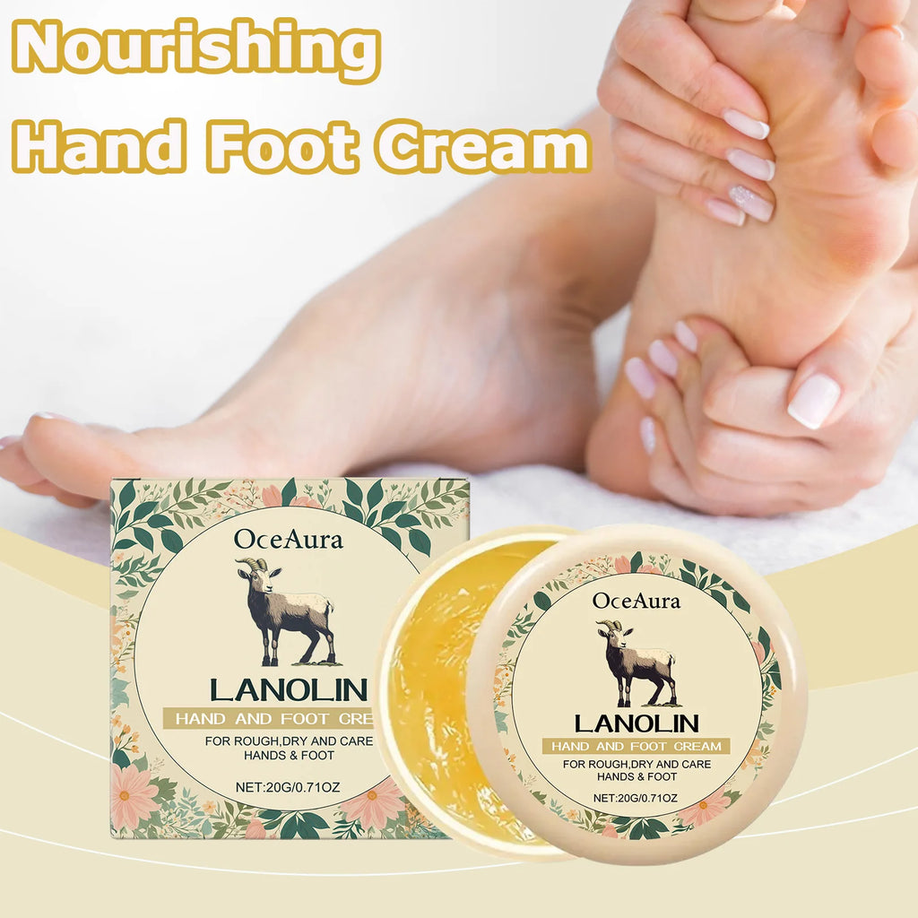 Lanolin Hand Foot Cream Deep Moisturizing Exfoliates Removes Dead Skin Softens Hands Anti-Crack Non-Greasy Hydration Cream Qme