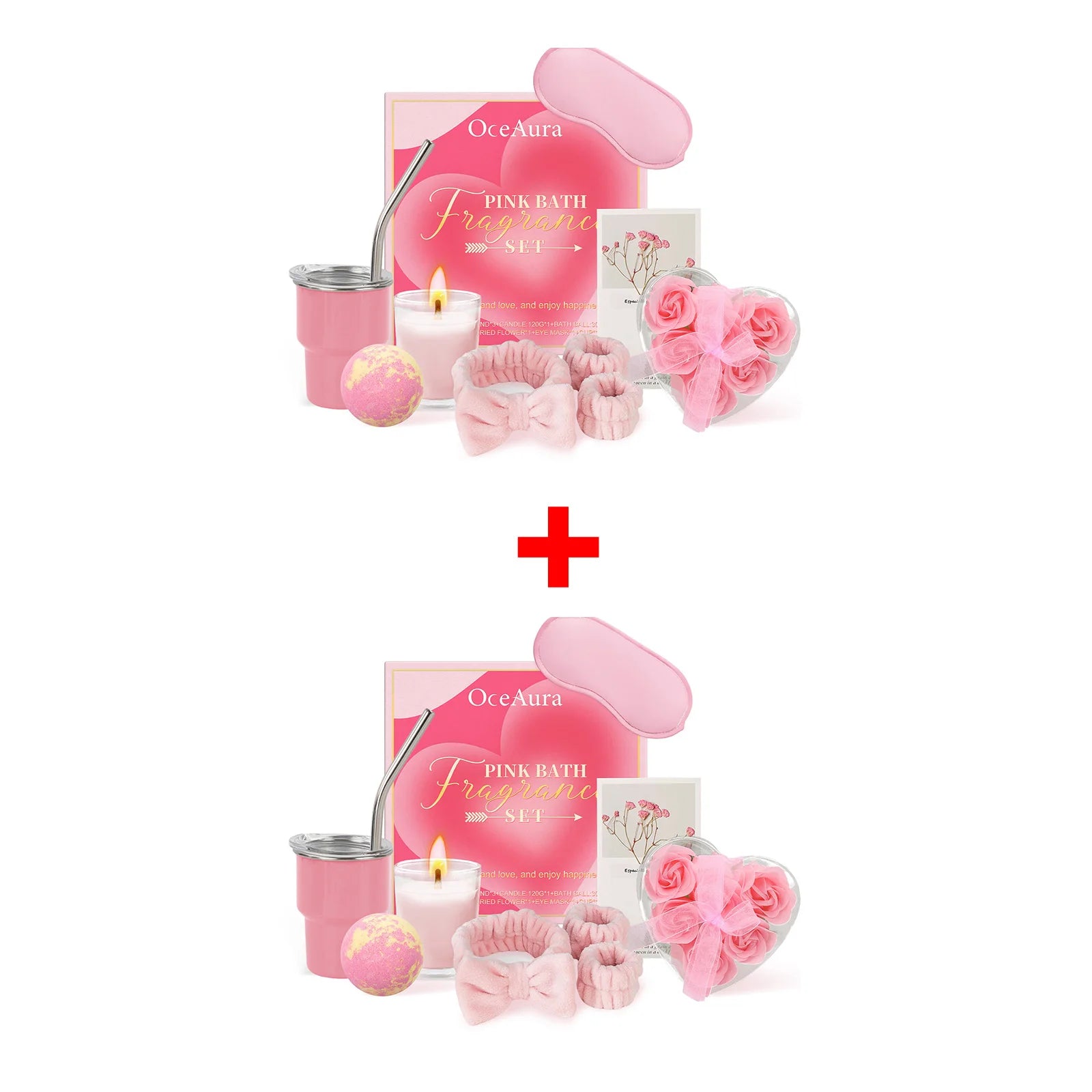 Pink Bath Fragrance Contains Bombs Hair Band Cup Scented Candle Etc Qme 2Set Boxed 9-Piece