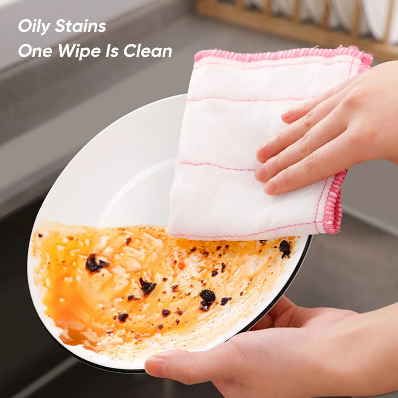 20Pcs Kitchen Towels Cotton Dishcloth Super Absorbent Non-stick Oil Reusable Cleaning Cloth Kitchen Daily Dish Towels Qme