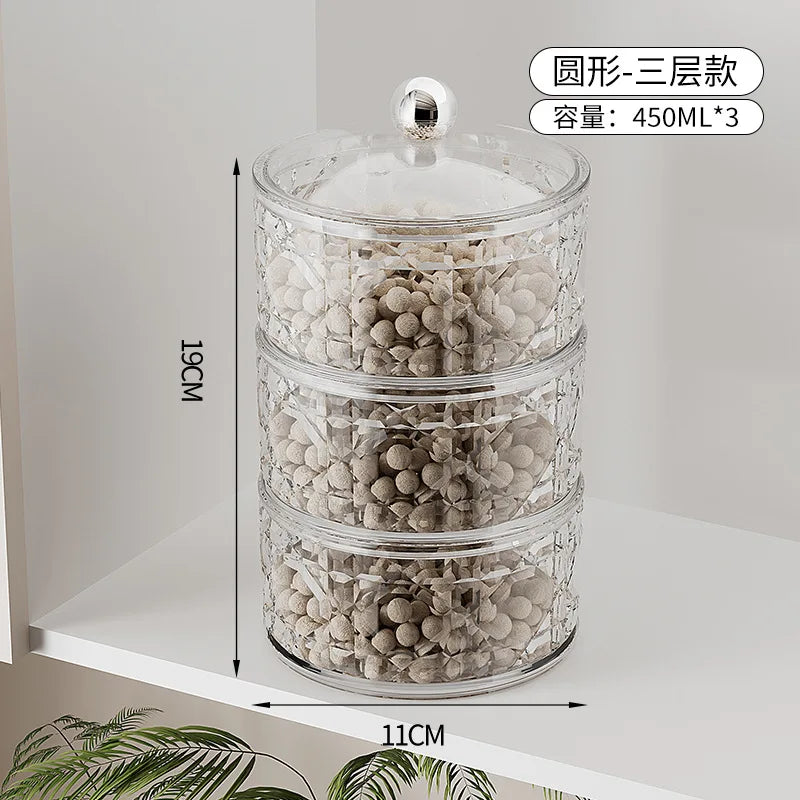 2-Piece Airtight Food Storage Containers for Kitchen Cereal Nuts Spices Grains Dried Fruit Plastic Sealed Canisters with Lids Qme Cir450ml3Layer-2Pcs