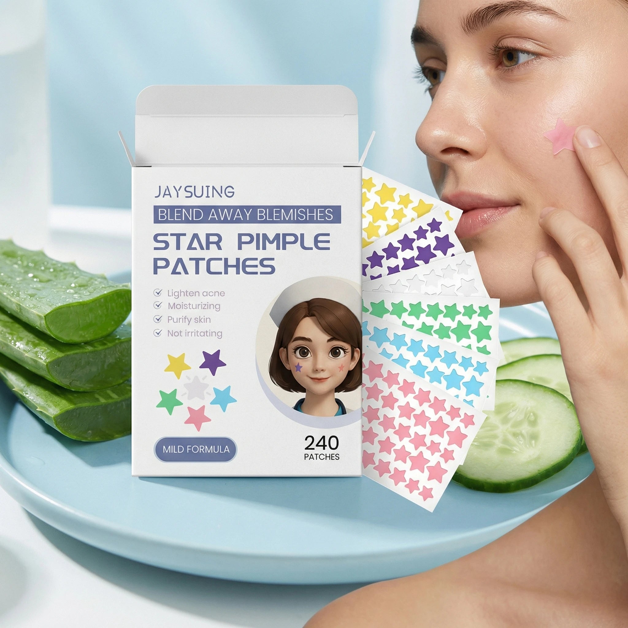 Rainbow Star Acne Patches Pimple Removal Oil Control Absorb Secretions Hydrocolloid Star Shaped Invisible Pimple Stickers 240PCS Qme