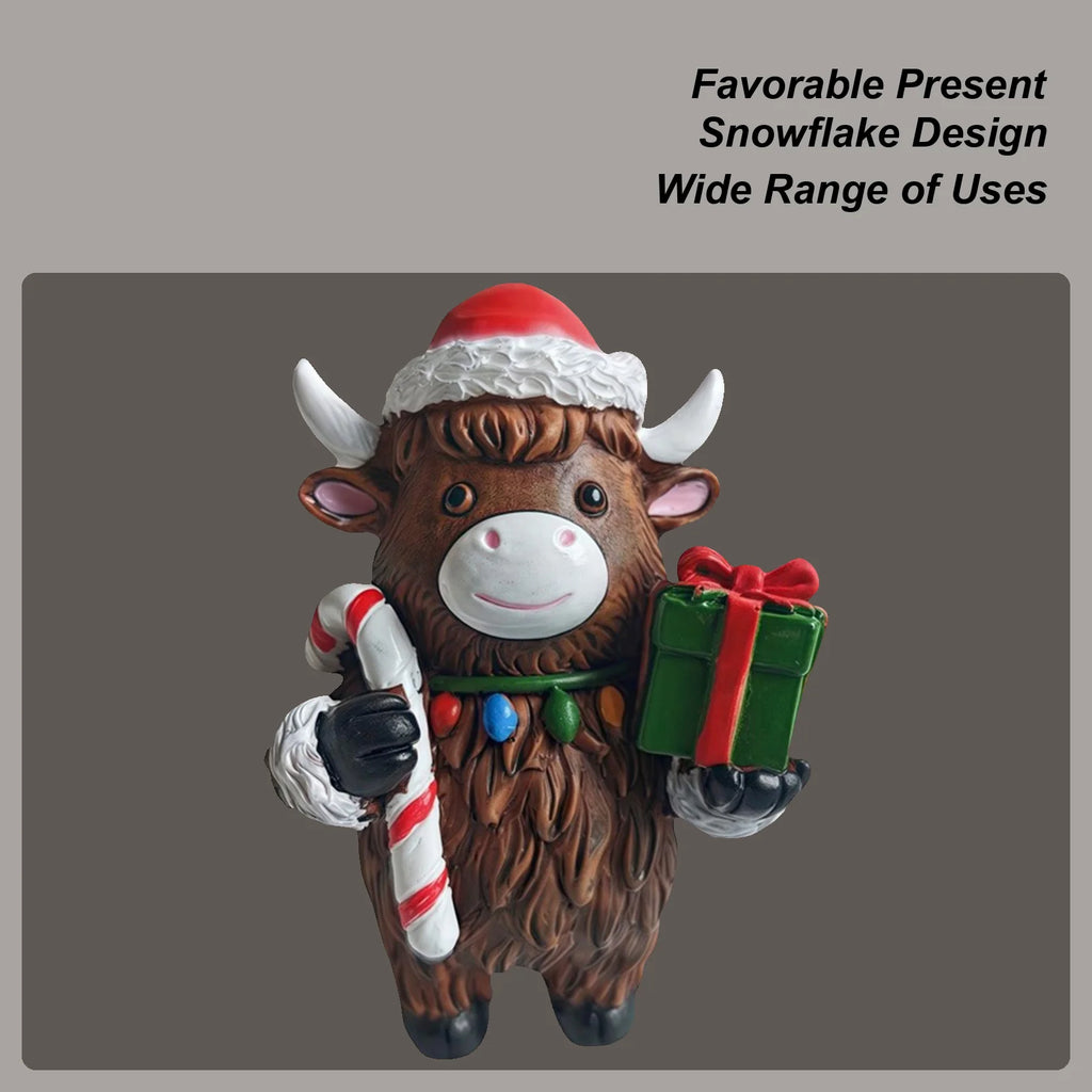 Cow Statue Christmas Decorations Home Rustic Cute Ornament Dorm Qme