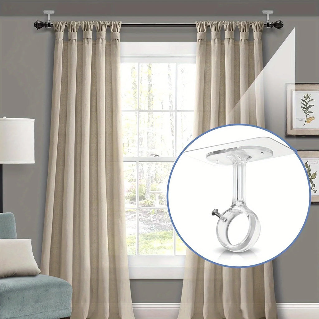 2pcs non perforated ceiling curtain rod bracket, self-adhesive adjustable curtain hook, suitable for wardrobes and bedrooms, mul Qme