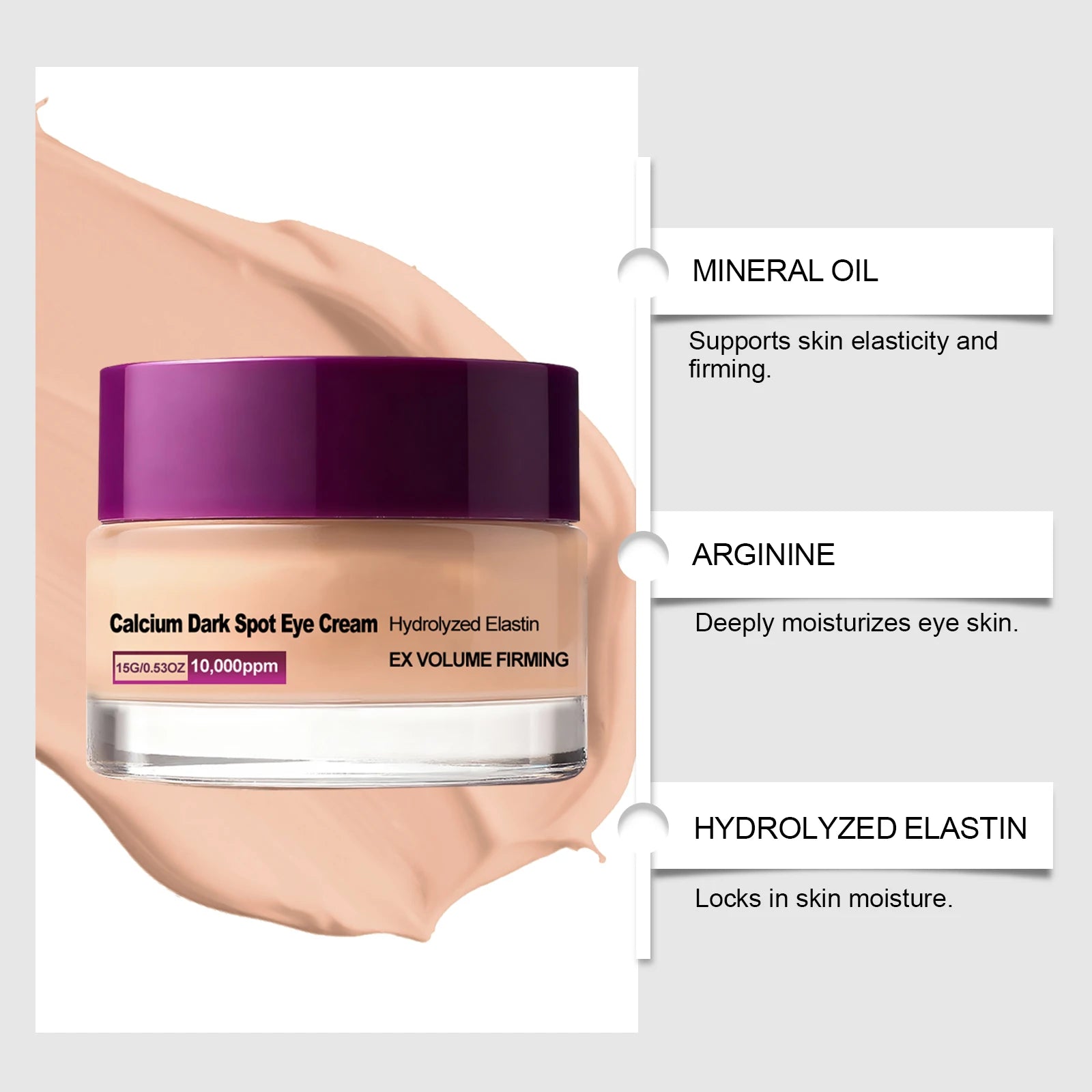 Calcium Dark Spot Eye Cream Collagen Boosting Wrinkle Smoothing Anti-Aging Firming Eye Cream for Wrinkles Puffiness Hydrating Qme