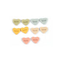 50pcs 14.5x13mm Mluticolor Heart Shaped Embossed Labels For Clothes Sewing Accessories DIY Crafts Kid Bag Garment Washable Tags Qme random mix