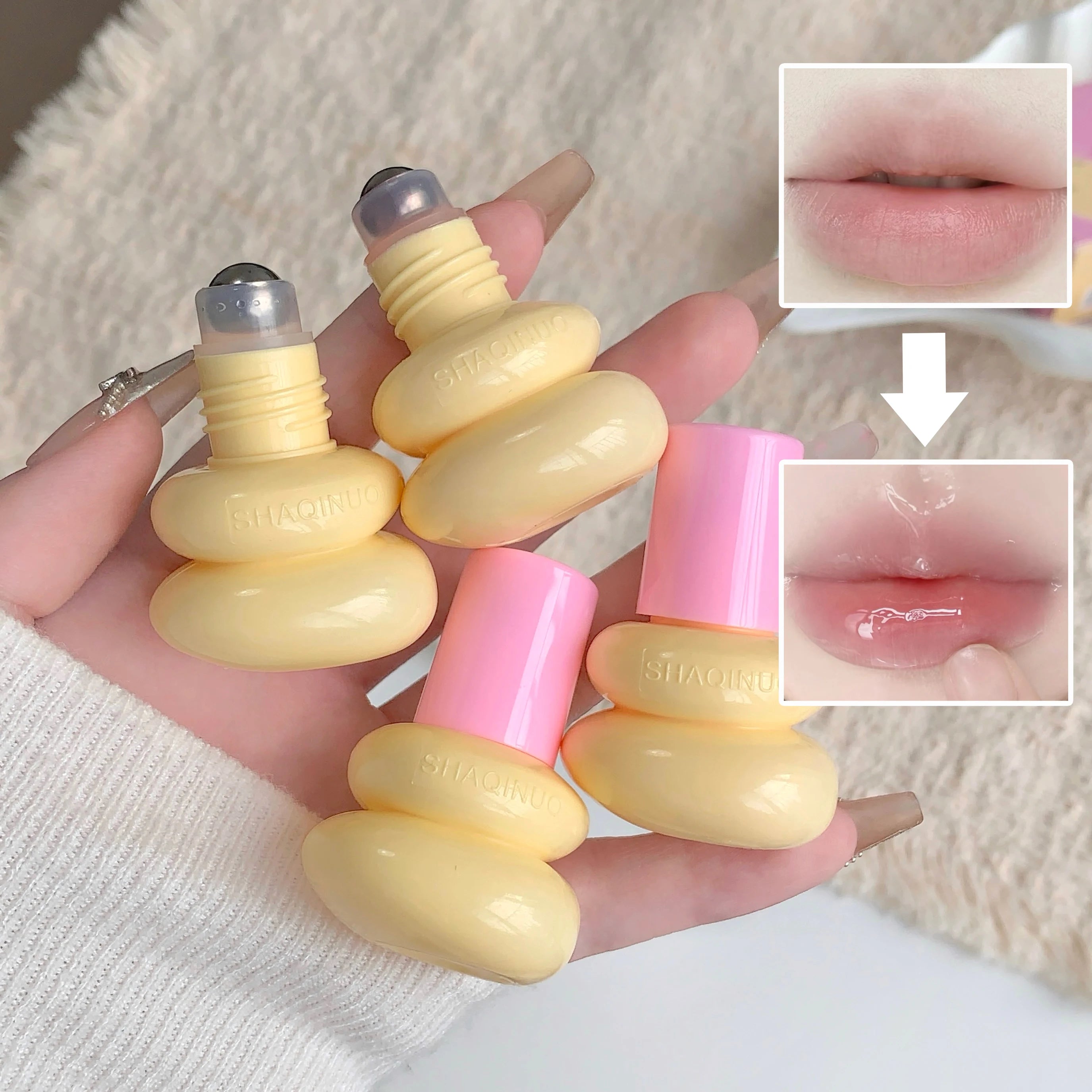 SHAQINUO Roll-on Moisturizing Lip Essence Oil Balm Gloss Hydrating Qme