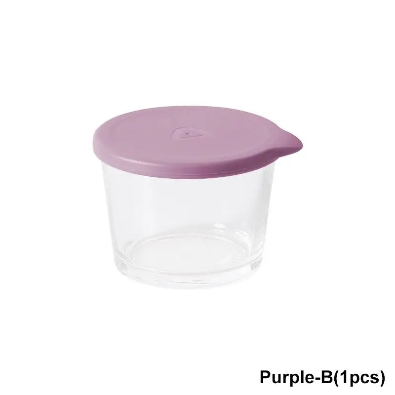 120/260ml Glass Small Sauce Cup Seasoning Dish With Lid Leak-Proof Round Square Dipping Bowl Kitchen Outdoor Camping Tableware Qme 260ML Purple