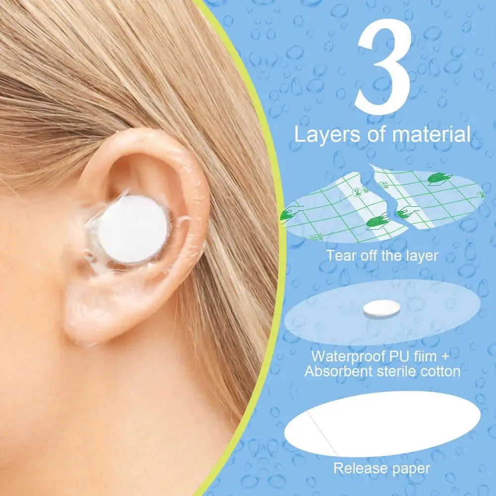 Waterproof Ear Stickers Oval Cotton Water Protectors Patches Covers Qme