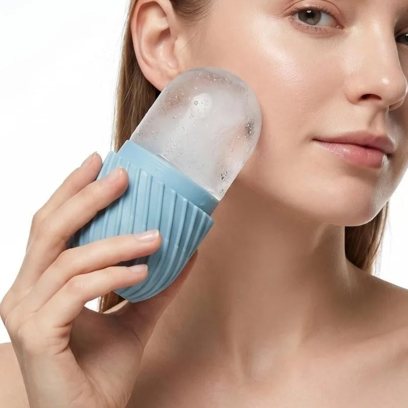Facial Ice Roller Pore Shrinkage Silicone Face Cube Tray Portable Qme