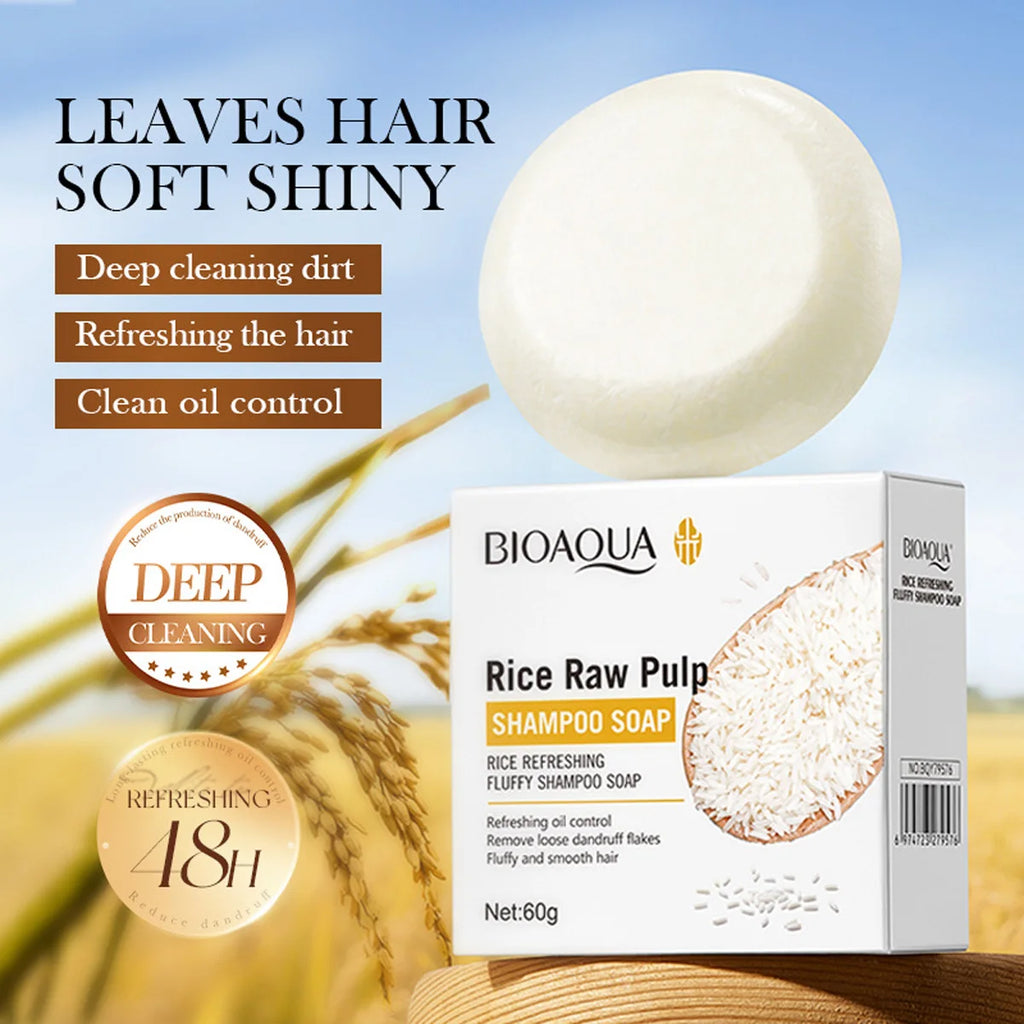 Rice Puree Essence Fluffy Solid Shampoo Bar Deep Cleaning Mild Qme