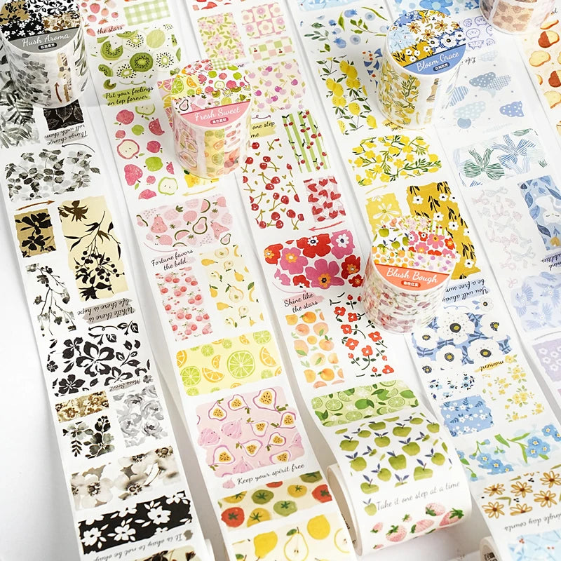 50mm*2m/Roll Fruit theme PET Tape Handbook Aesthetic Decorative Stickers Album Journals Scrapbooking Supplies Art Masking Tapes Qme