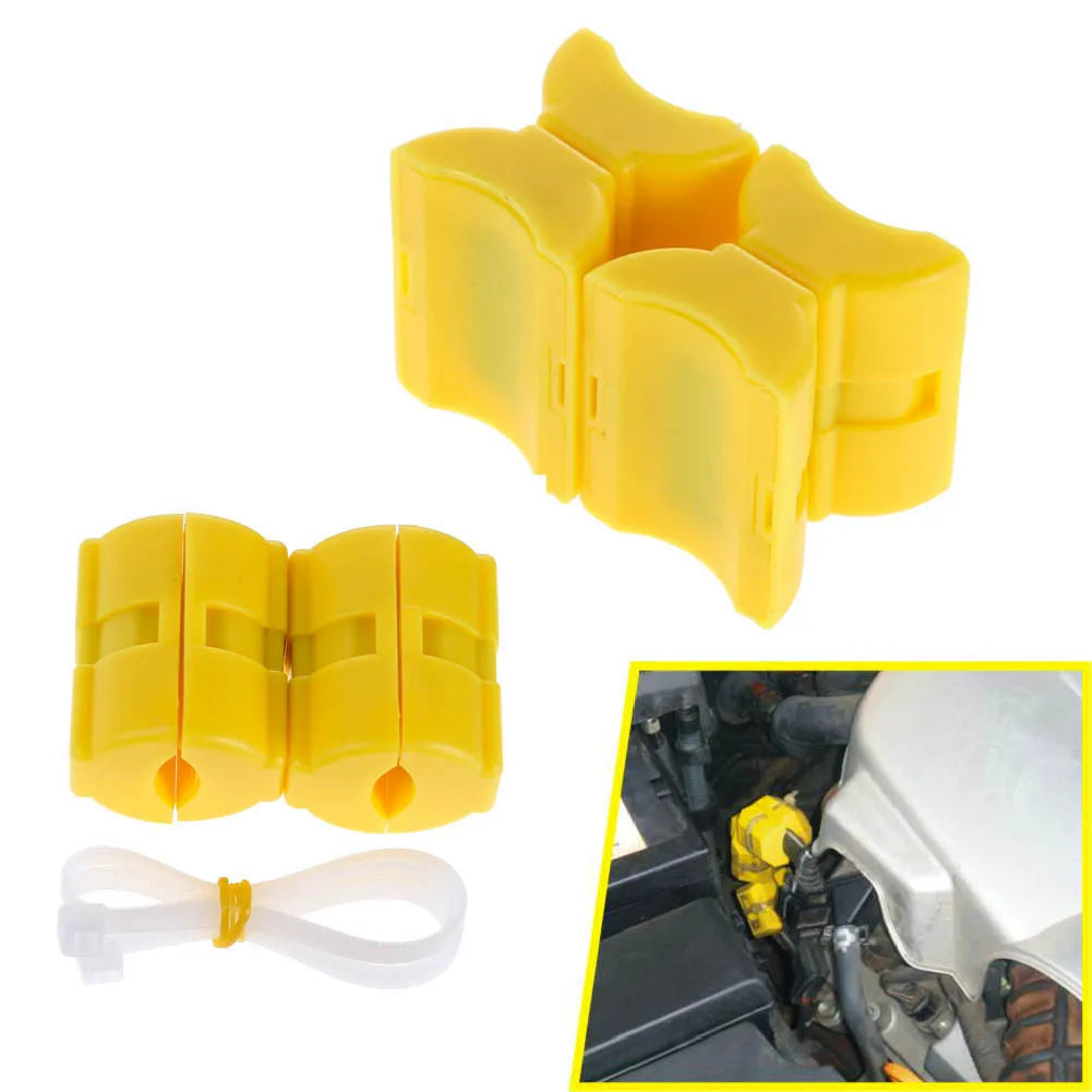 2pcs Gas Fuel Power Saver Universal Magnetic Fuel Saver Energy-Saving Emission Reduction Device with Tighten Band Qme