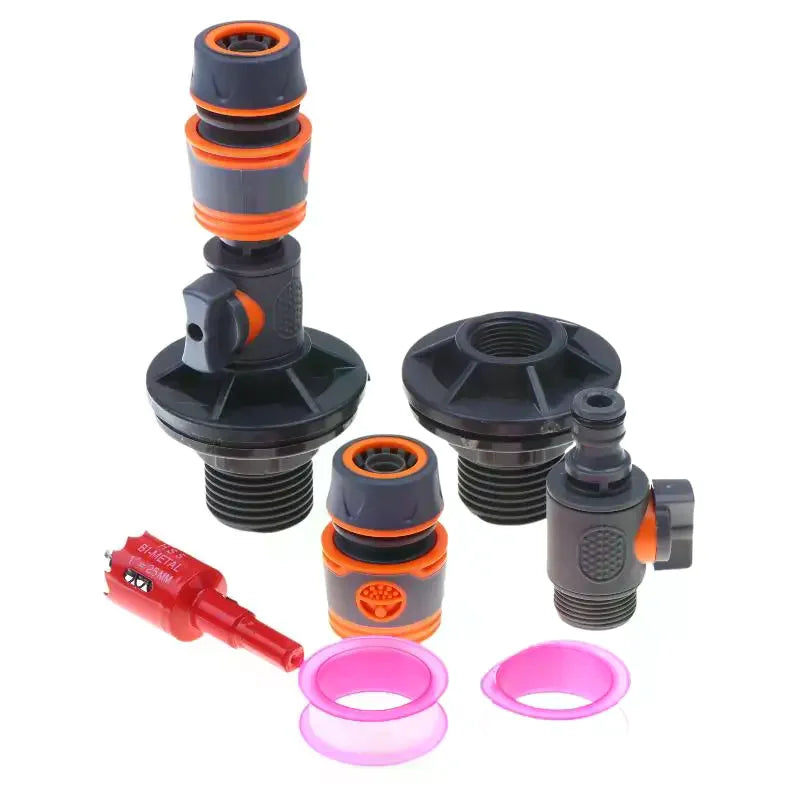 3/4 Inch PVC Water Tank Straight Valve Nipple Quick Stop Connector Rubber Coated Adapter Matching Pink Tape Plumbing DIY Qme