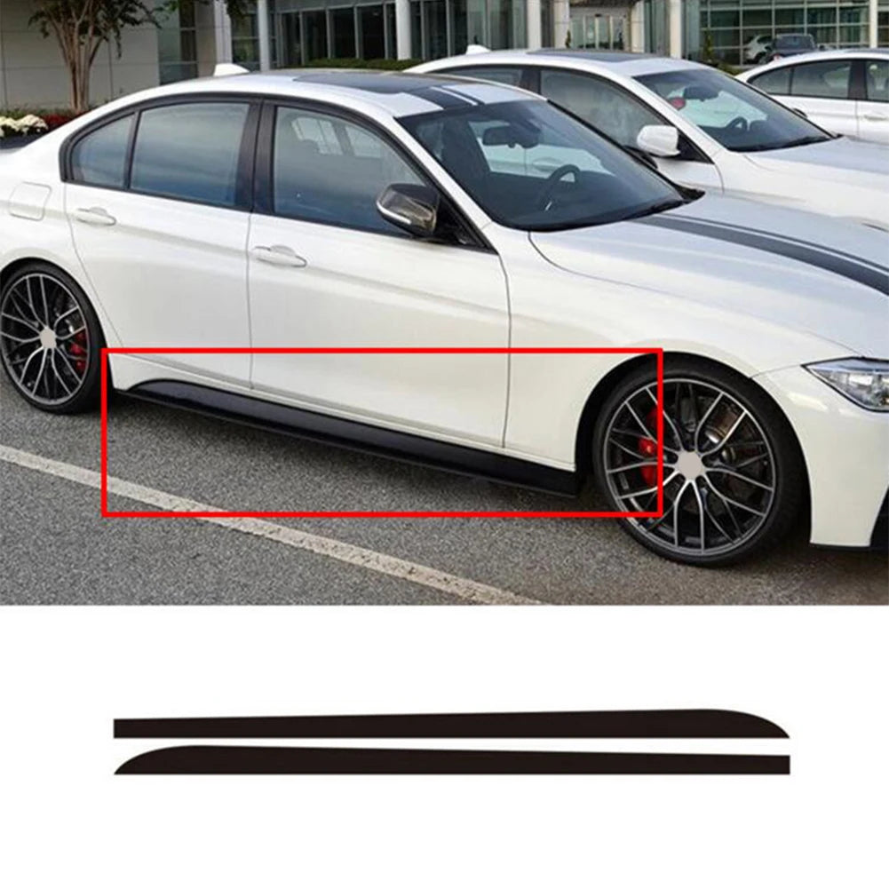 2pcs Car Decals Side Skirt Sill Stripe Body Stickers for BMW 1 3 4 5 6 Series F30 F35 F31 Black/Carbon Fiber Black Accessories Qme