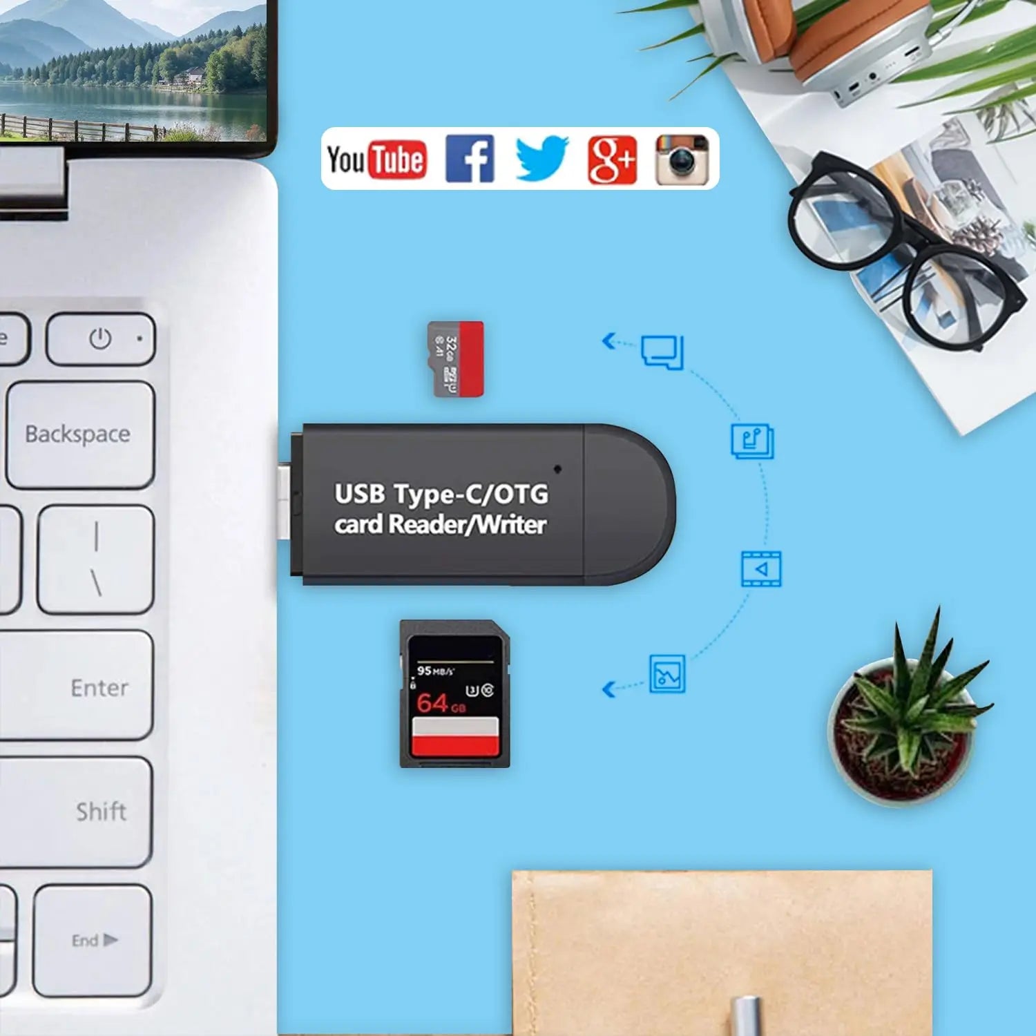 3-in1 Micro USB SD TF Memory Card USB C OTG Card Reader Adapter High Speed USB 2.0 for Phone Laptop Camera Photo Transfer Memory Qme