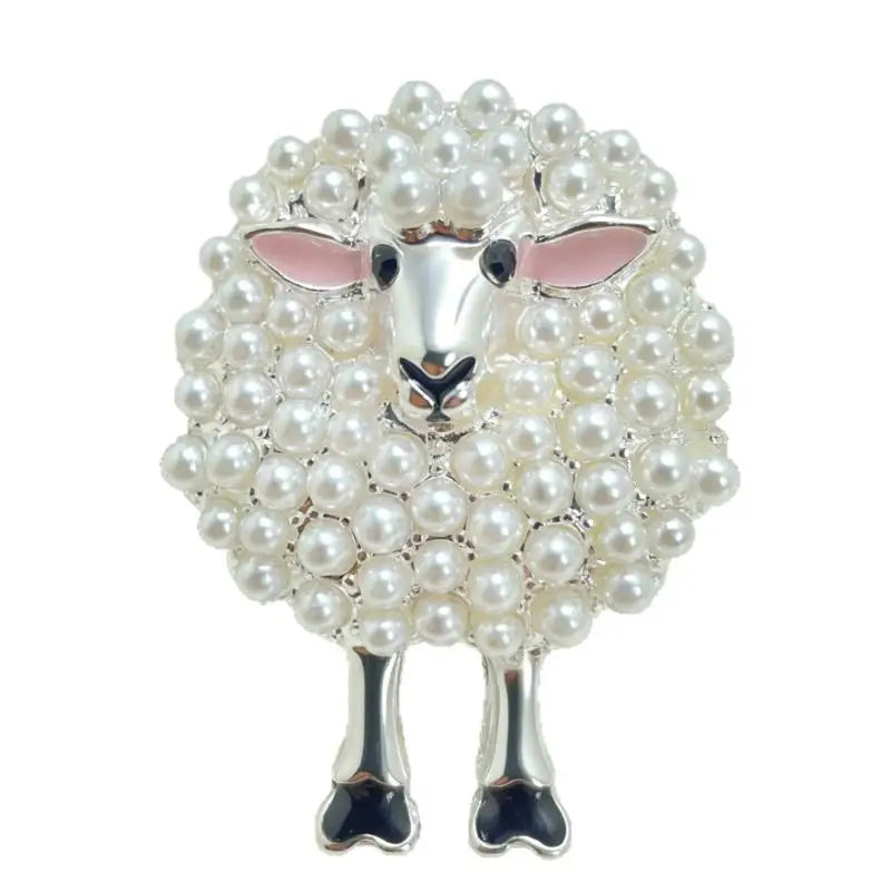 Sheep Shape Full Drill Design Elegant Decoration Vintage Pearl Brooch For Women Daily Outfit Qme style 2