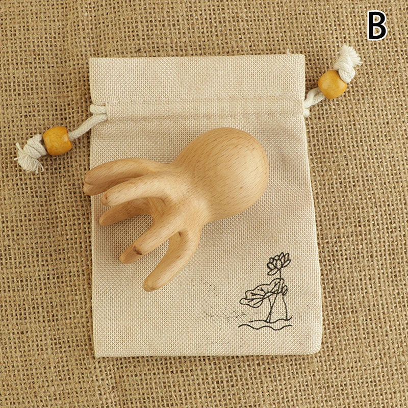 Sandalwood Octopus Massage Comb Head Meridian Scraping Scalp Brush Qme B
