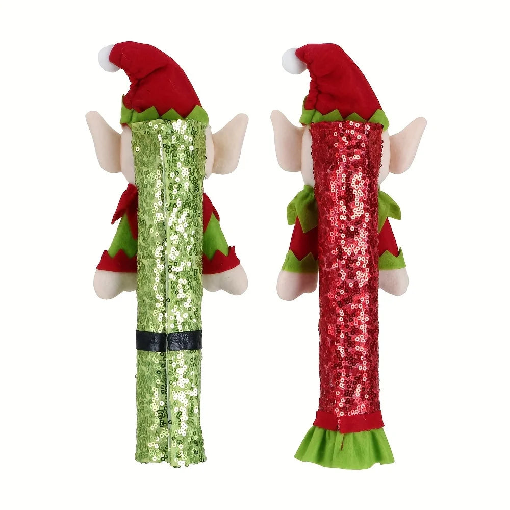 1 pair of Christmas-themed home elf style refrigerator door handles Qme