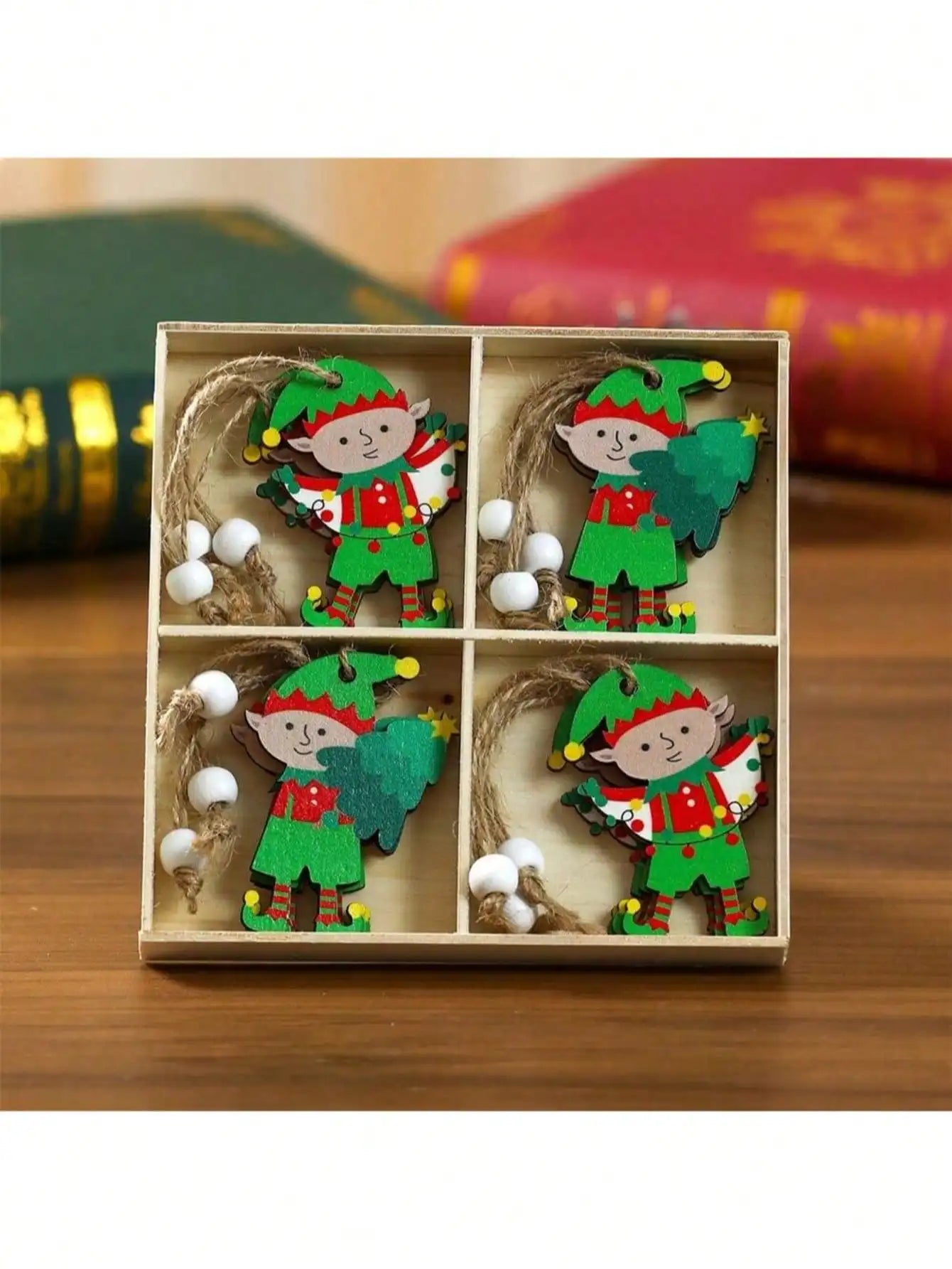Faceless Old Man Christmas Wooden Pendant Box Tree Small Qme gingerbread man