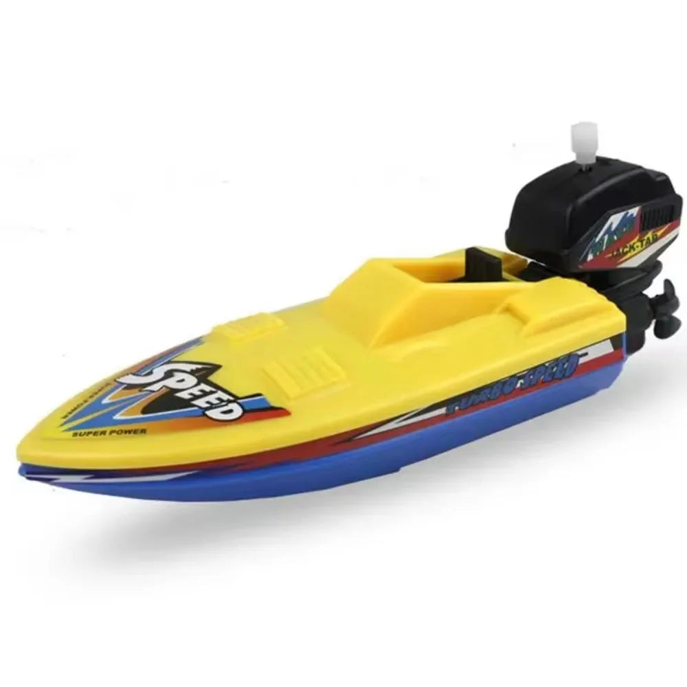 Speed Boat Clockwork Toys Ship Wind Up Toy Float Water Kids Classic Qme
