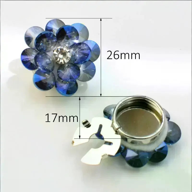 2PCS Rhinestone Flower Cufflinks For Women Suit Shirt Buttons Covers Fashion Jewelry Accessories Decoration Gifts Qme