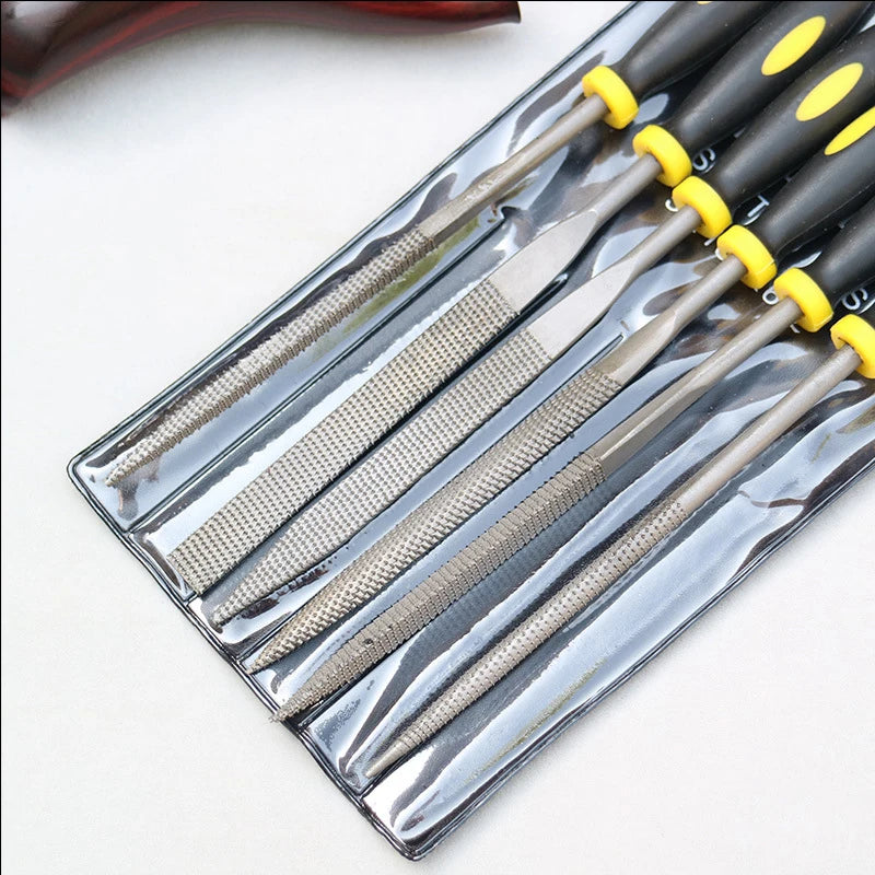 6x Mini Metal Rasp Needle Files Wood Carving Tools Steel Filing Qme 140mm