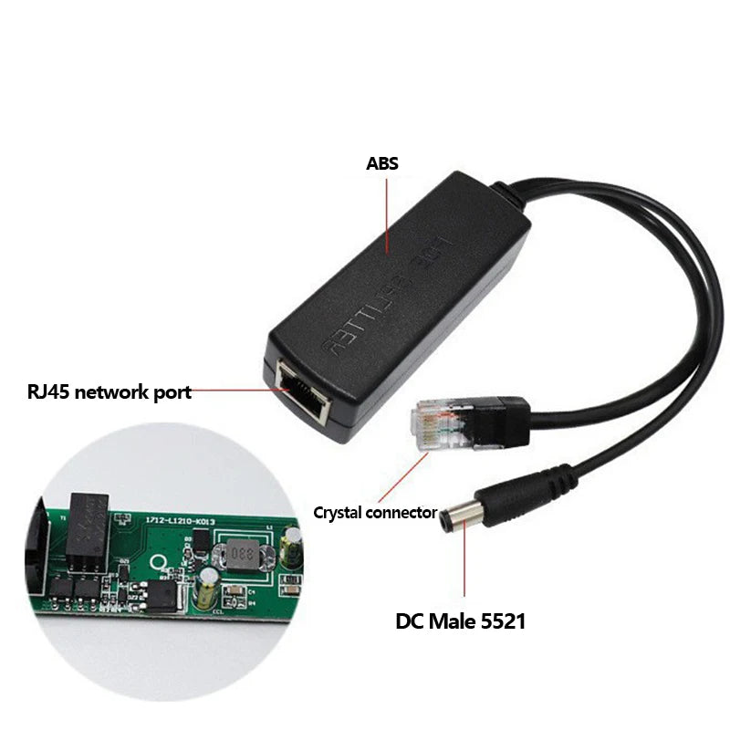 POE Splitter 24V to 12V IEEE 802.3af Output Power Over Ethernet Splitter Adapter Security System (Plug and Play) Qme