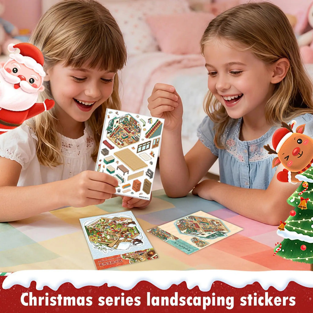 Landscape Stickers Scrapbooking Cartoon Decals House Notebook Glass Qme