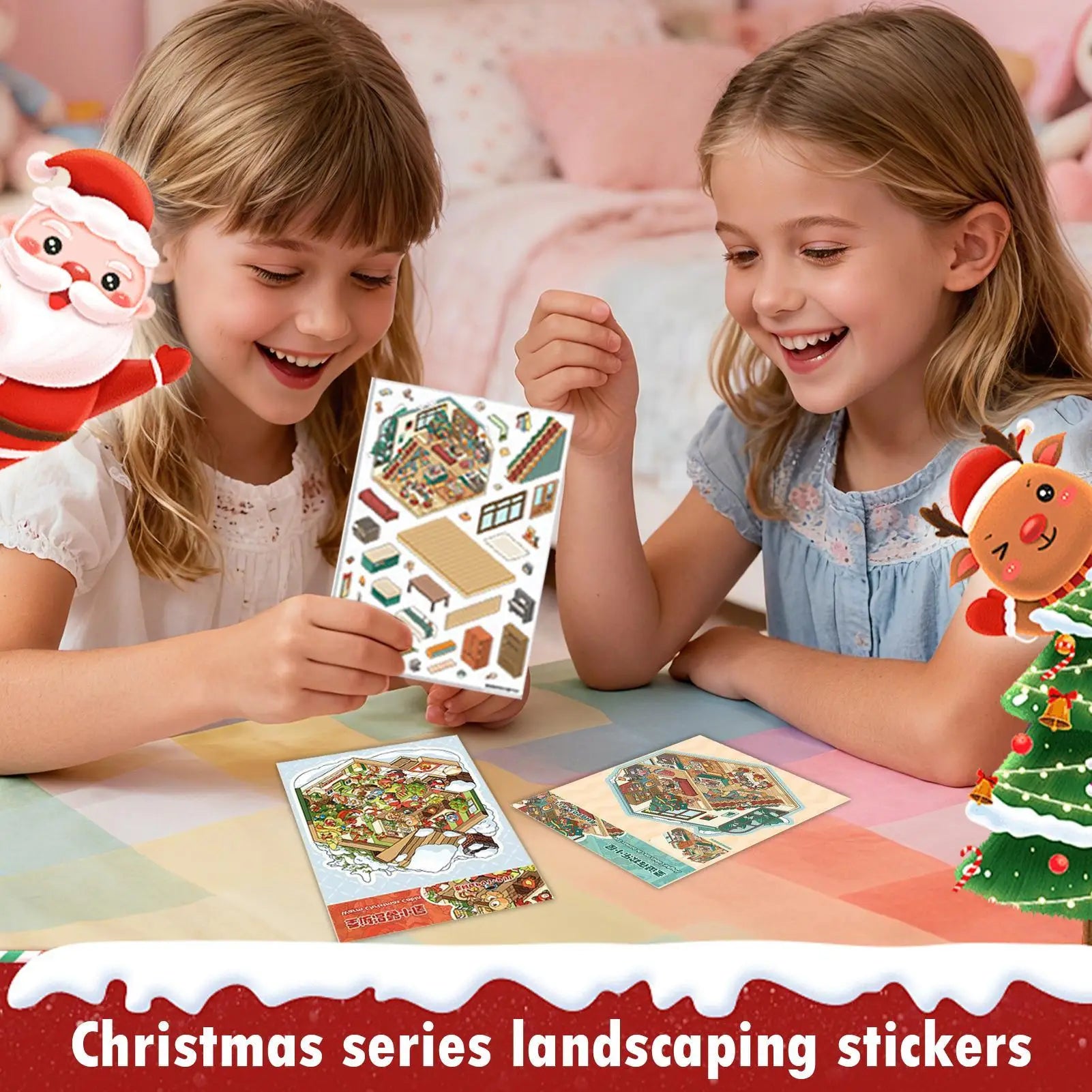 Landscape Stickers Scrapbooking Cartoon Decals House Notebook Glass Qme
