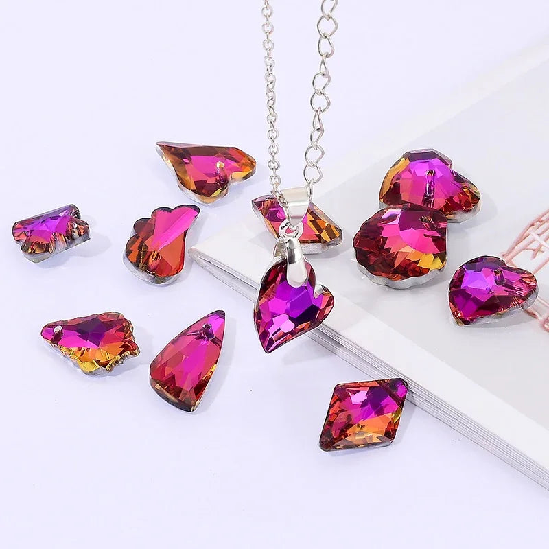 Crystal Multi -shape Pendants Single Hole Charms Glass Beads for DIY Jewelry Making Necklace Earrings Jewelry Craft Production Qme